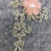 Pink Three-Dimensional Rose Beads Hot Diamond Embroidery Lace Applique Dress Diy Material Clothing Accessories