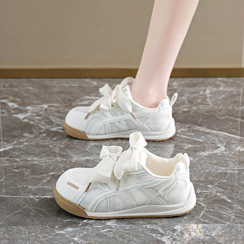 CRLAYDK Fashion Mesh Sneakers for Women Casual Sneakers Ladies Double Lace Up Sports Sweet Walking Breathable Student Tennis