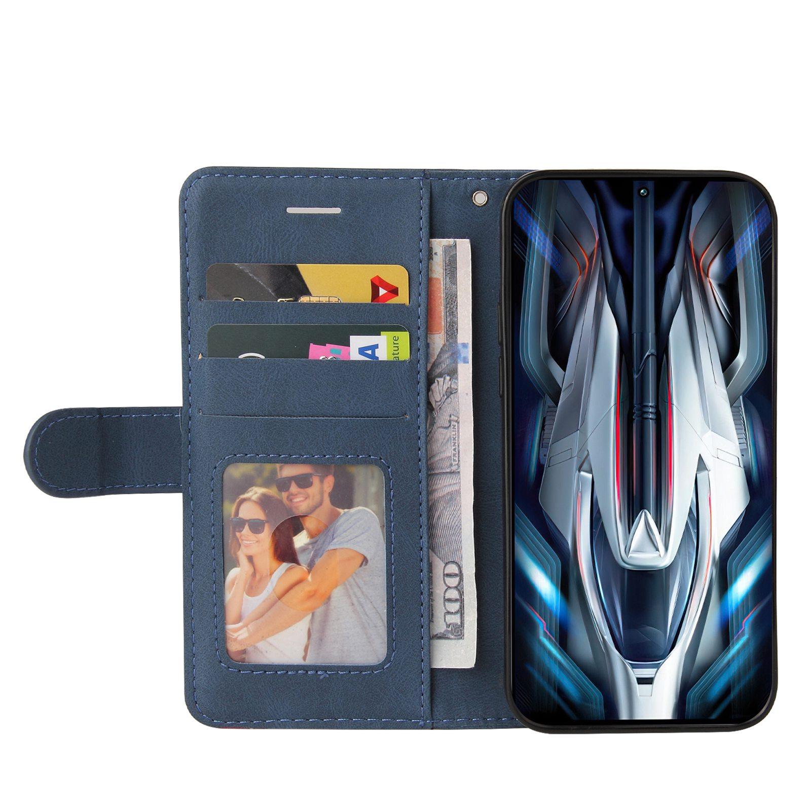 

For Xiaomi Poco F4 GT/Xiaomi Redmi K50 Gaming Phone Cover Dual-color Splicing Cell Phone Case Magnetic Stand Well-protected Shell with Strap Blue