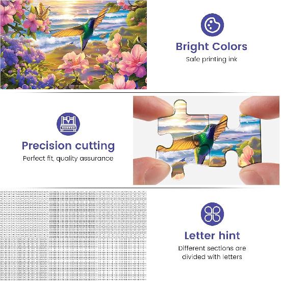 300 Pieces Puzzles for Adult Jigsaw Puzzle 300 Piece Children Elderly Puzzle Hummingbird Beach Flower Puzzle Gift for Mom Dad Family Friend Family