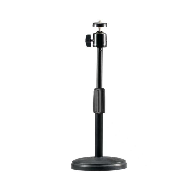 Round Metal Desktop Camera and Phone Stand with 1/4 Interface for Live Broadcast and Fill Light