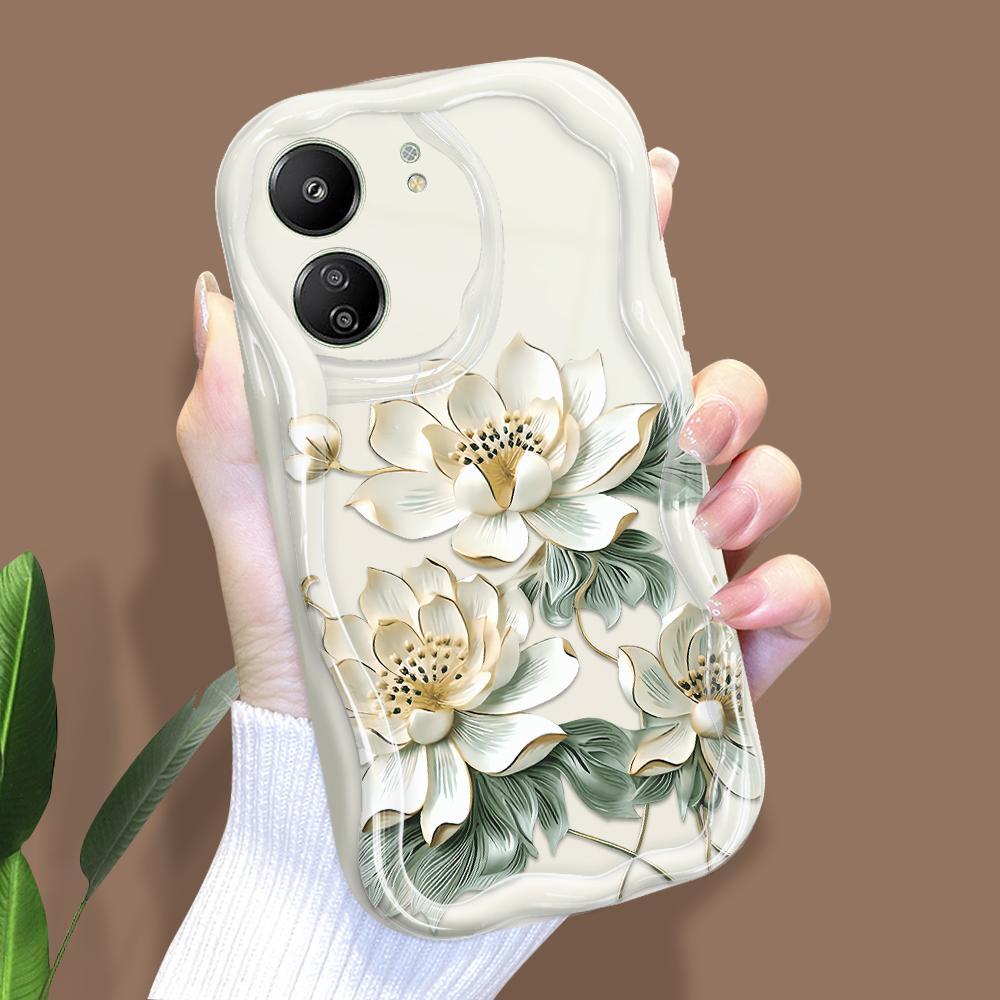 

Милый мультяшный узор, кремовая текстура, мягкий силиконовый чехол с волнистыми краями, чехол для телефона Xiaomi Redmi Redmi Note 10 Pro белый