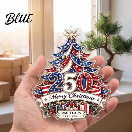 Decorative Door Window Hanging Decoration Ornament 2D Anniversary Christmas Ornaments 250th Acrylic Tree 1776-2026 Waterproof