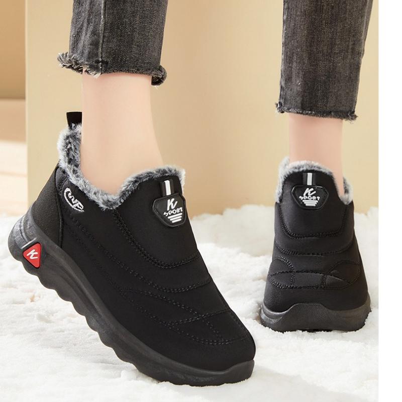 Men's and Women's Plus Size Winter Warm Fur-Lined Snow Boots with Fleece Lining, Ankle Boots, Slip-Resistant Hiking Boots, Cotton Boots