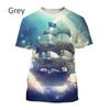 Cool 3D Pirate Ship Graphic T Shirt for Men T-shirt Womens Clothing Harajuku Fashion Streetwear Funny Kids Tee Shirts y2k Tops