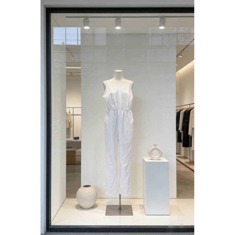 Cotton Wide Leg Jumpsuit With Deep V Neck Back Tie For Casual Streetwear Women