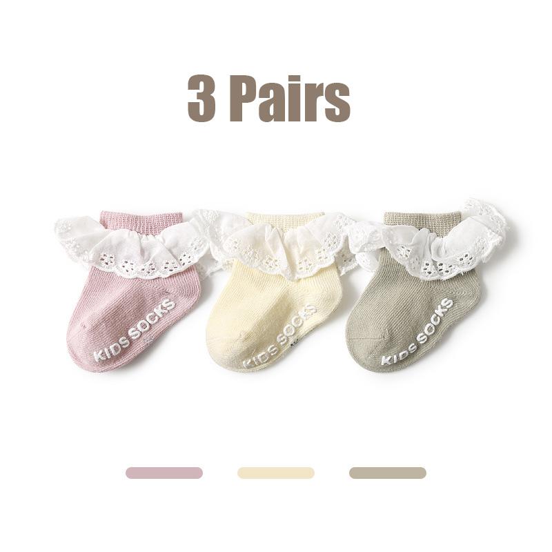 3 Paare/Los Frühling Herbst Neugeborene Babysocken Baumwolle Anti-Rutsch Babysocken für Mädchen Säugling Baby Knöchelsocken Prinzessin Stil