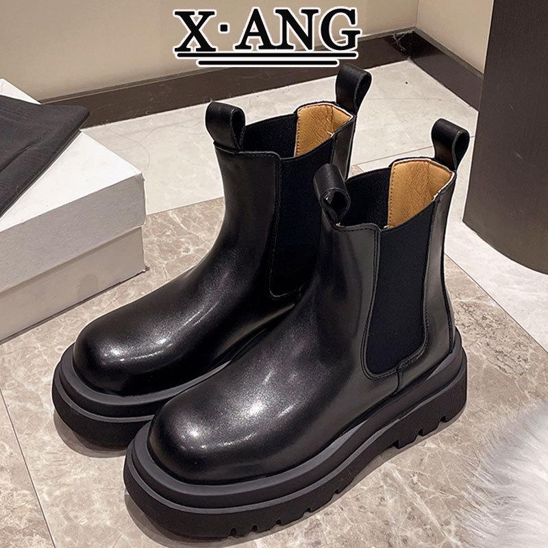 Leather Cigarette Boots Women's Chelsea Boots Short Boots 2025 Autumn and Winter New Thick-soled Height-increasing British Martin Boots Single Boots