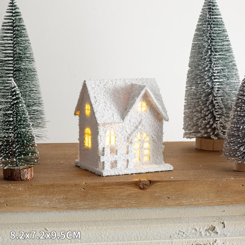 Festive Luminous Wooden House Ornament for Christmas Tree and Fireplace Decor