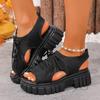 Fashion Women Wedge Sandals Anti-slip Mesh Casual Women Platform Sandals Lace-Up Open Toe Beach Shoes for Women New Sandalias De Mujer