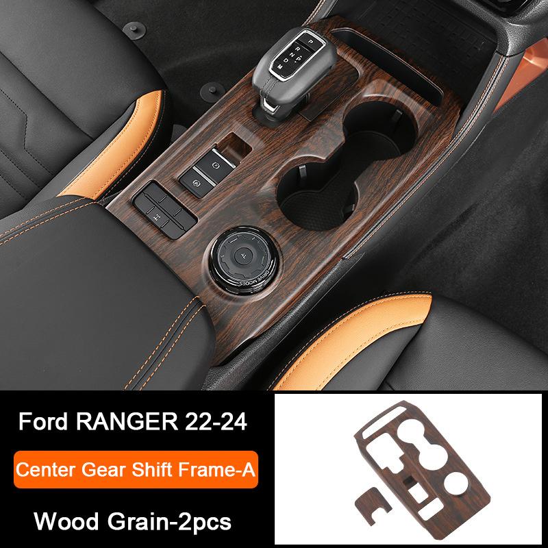 Holzmaserung Innenraum-Überzugsabdeckungen für Ford Ranger Wildtrak T9 2023 2024 Armaturenbrett-Verkleidung Lüftungsdüse Mittelkonsole Schalthebel-Panel-Abdeckung