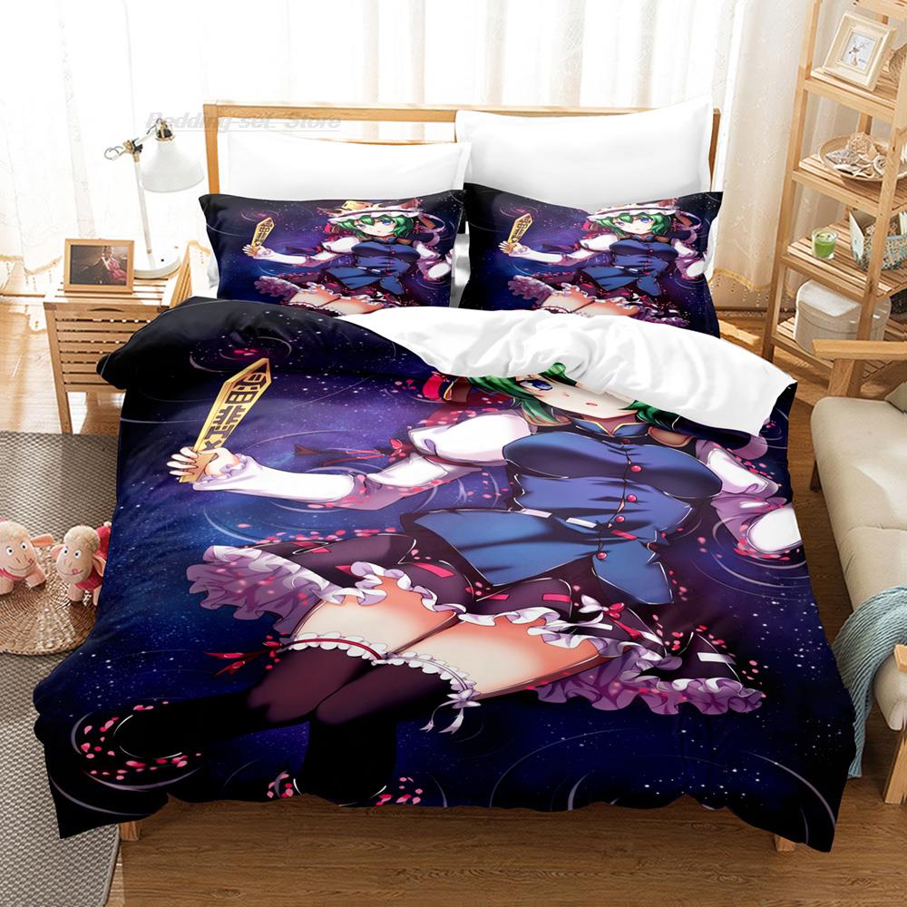 Touhou Project Bedding Set Single Twin Full Queen King Size Bed Set Aldult Kid Bedroom Duvetcover Sets 3D Print Cartoon Kawaii