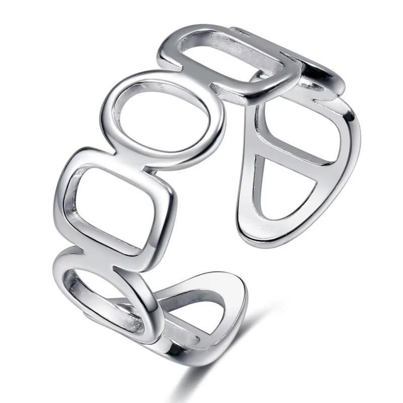 Minimalist Silver Color Cuff Rings for Women Couples New Fashion Creative Smooth Pattern Geometric Party Jewelry Gifts