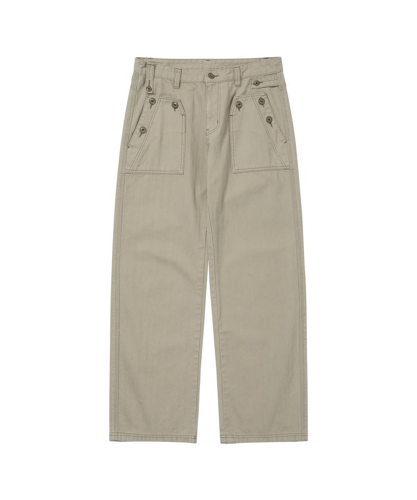 WELLBEING EXPRESS Button Detail Pants Beige