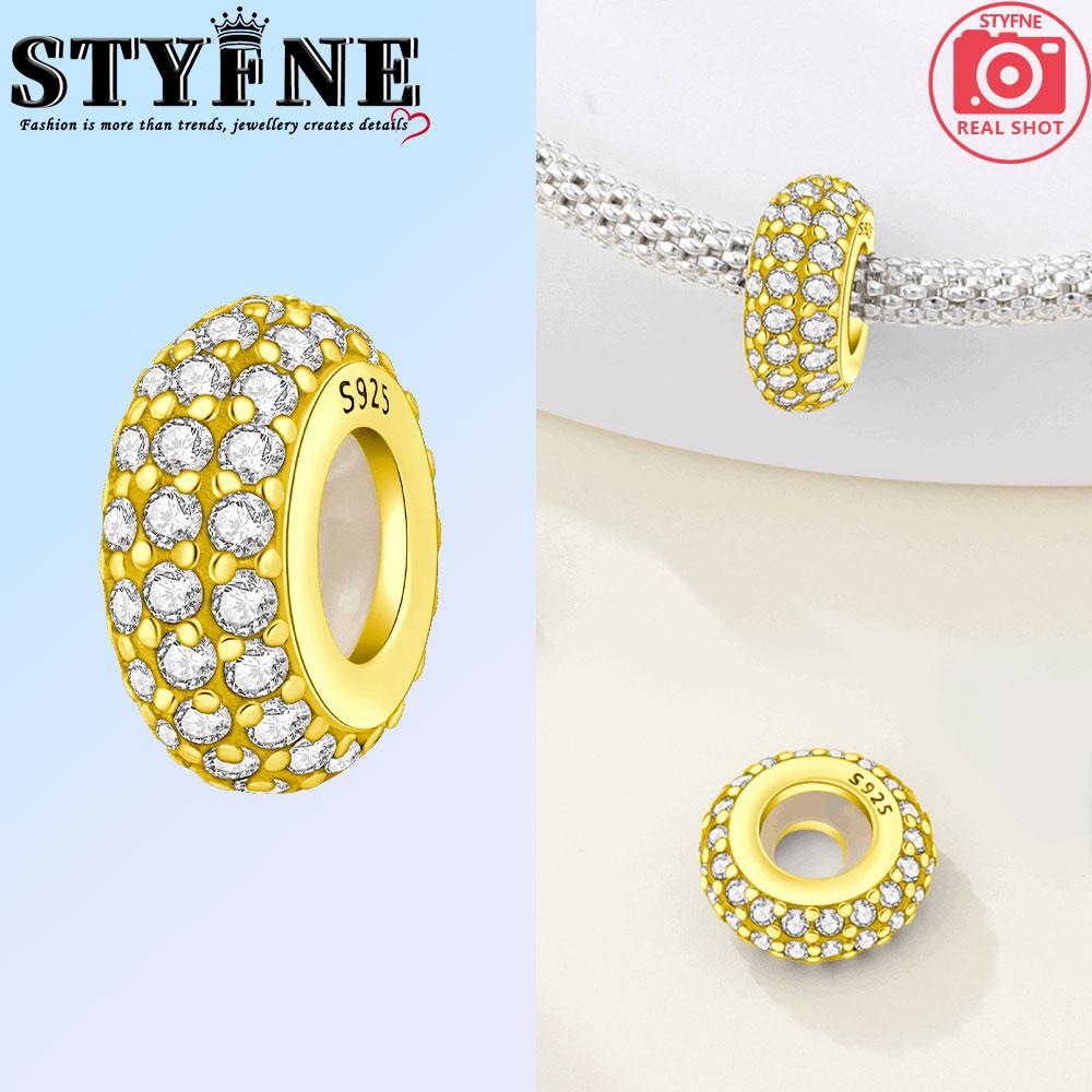 Copper Golden Hollowed-Inlaid Stone Stars And Moon Charms Beads Pendant For Original Bracelet Woman Girl Jewelry