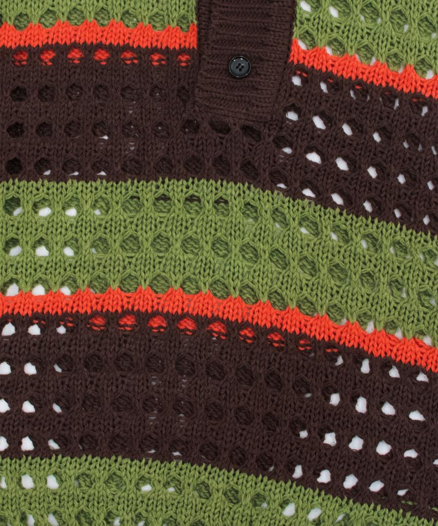 Kaegteoseudoneosmakes Net Stripe Collar Knit - Brown