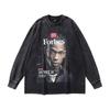 American Hip-Hop Portrait Direct Injection Printing Long-Sleeved T-Shirt Autumn Retro Crew Neck Sweater For Men And Women