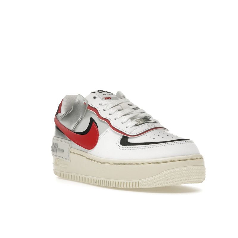 Nike Air Force 1 Shadow White Red Metallic Silver Women Sneakers Gym-Red Black FN6335-100