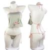 Sexy Dessous Retro Bauchtasche Bestickte Schnürung Verführung Damen Uniform Set Flirt Lingerie