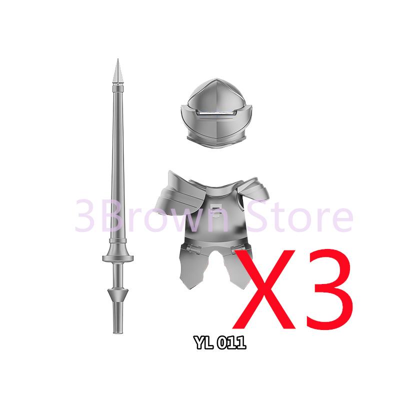 MOC Medieval Building Blocks Castle Knights Army Soldiers Warrior Accessories Warhorse Helmets Shields Armor Toy Gifts S036 DIY