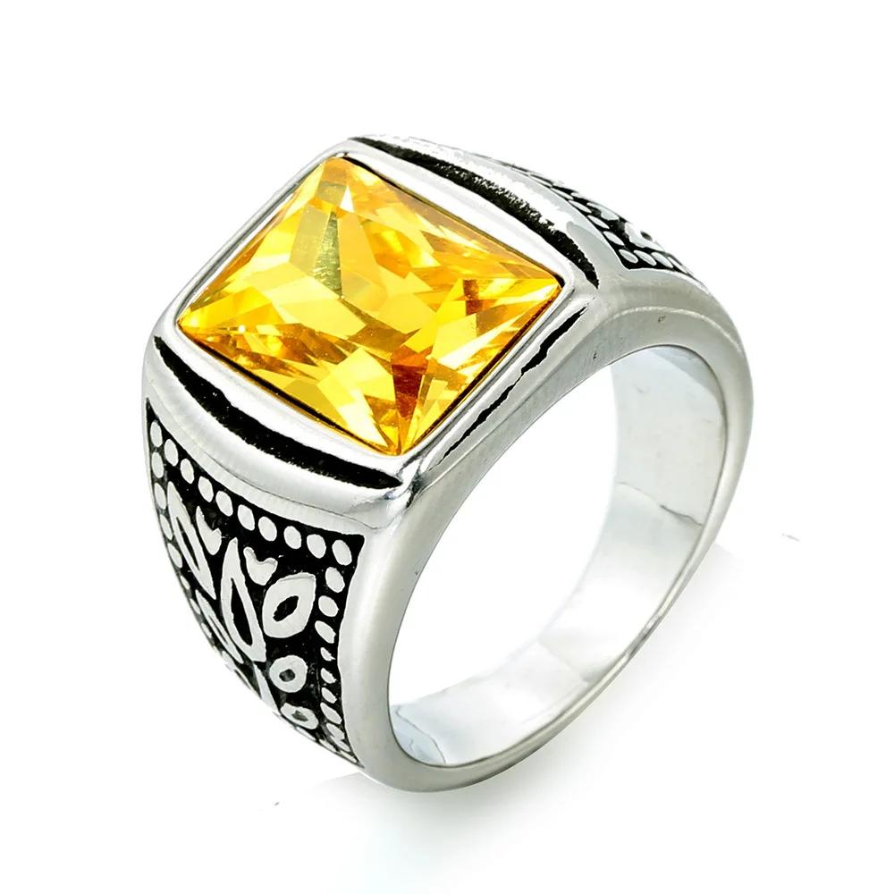 Punk Hochwertiger Mehrfarbiger Steinring für Männer Frauen Hip Hop Ahornblattmuster Edelstahlring Schmuck Geschenk Dropshipping