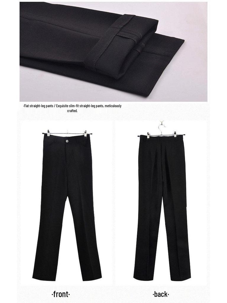 Women's Professional Navy & Black Elastic Suit Trousers