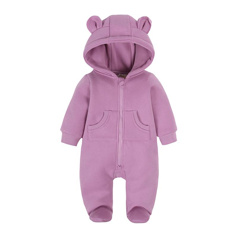 Autumn Winter Fleece Baby Jumpsuit: Cartoon Animal Footed Romper
