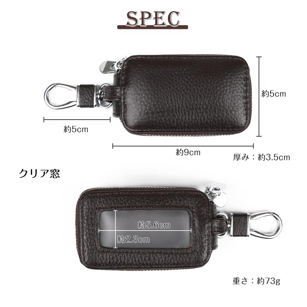 Key Smart Key Case with Genuine Genuine and [imeetu] Case, Carabiner, 2-Room, Leather, Compact, Leather, Men's Women's (Black)