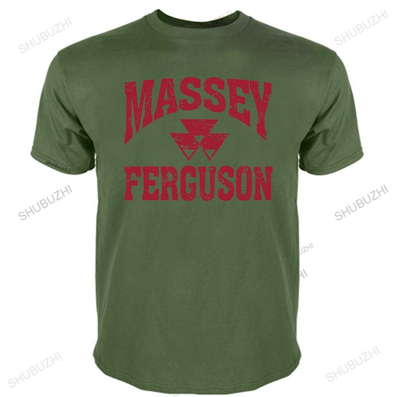 Heren mode T-shirt Massey Ferguson Grijs Verweerd Logo T-shirt Ronde Hals Katoen Basis Kort Gebreide Top Kleding vrouwen