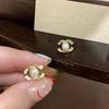 Luxurious Gold-Plated Silver Zircon Pearl Stud Earrings