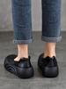 Johnature Retro-Schuhe aus echtem Leder, flache Plateauschuhe, runde Zehenpartie, dicke Sohle, lässige Damen-Schlupfschuhe
