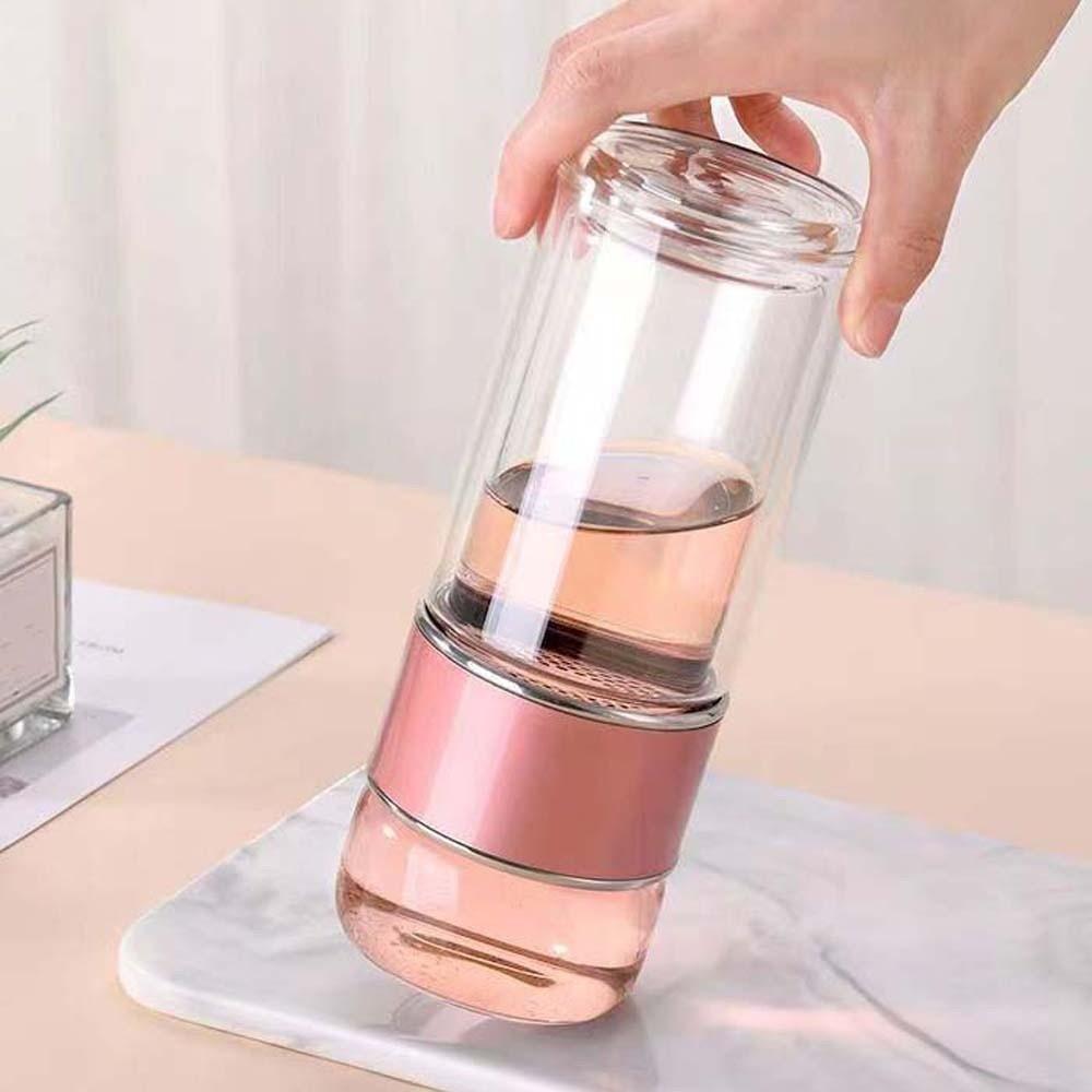 Borosilikatglas Tee-Wasser-Trennflasche 304 Edelstahl Handlich Tragbare Flasche Paar