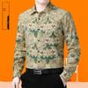 Spring & Autumn Men's Plus Size Printed Cotton Linen Shirt - Business Casual, Long Sleeve.