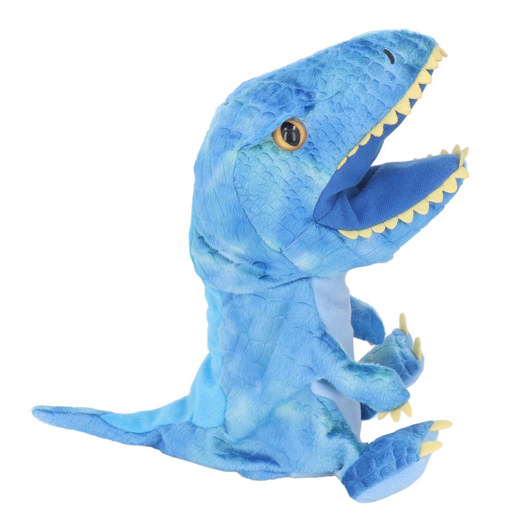 11.8in Plush Dinosaur Hand Toy Movable Mouth Soft Dinosaur Animal Hand Toy for Children Adults Blue