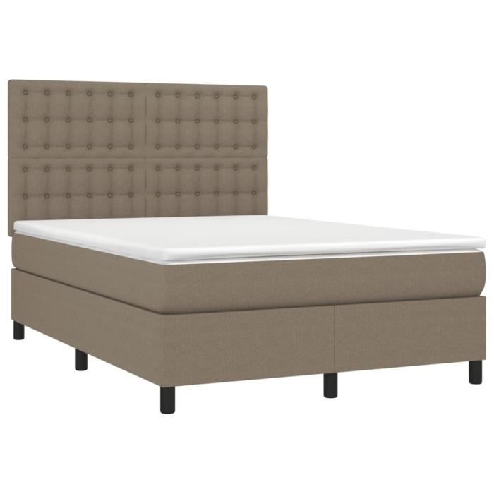 3142101 vidaXL Divan Bed with Mattress Taupe 140x200 Cm Fabric