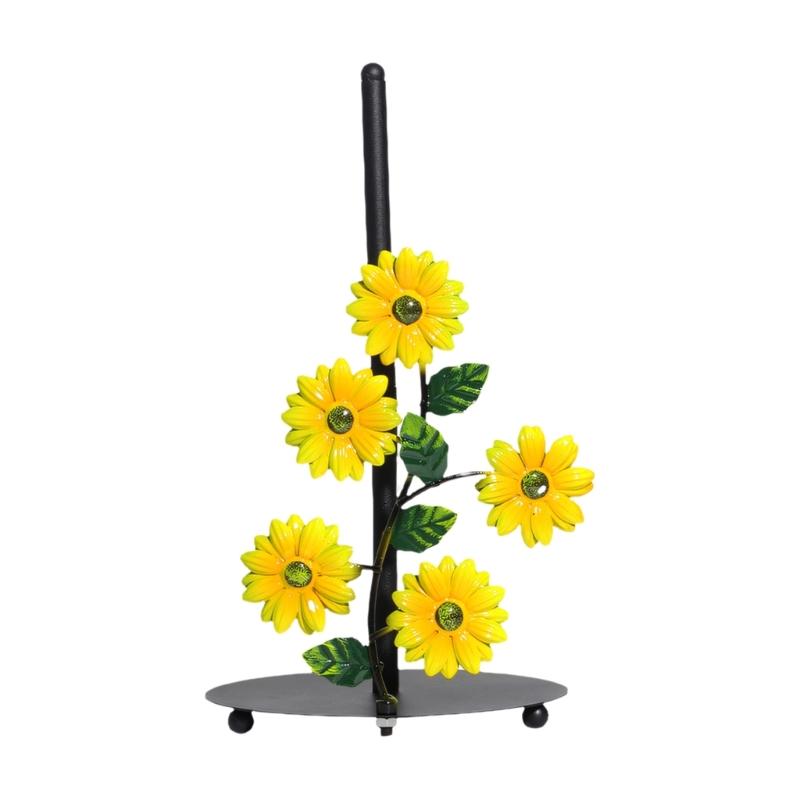 Sunflowers Themed Iron Tissue Paper Stand Wall Mounted Iron Towel Rack Home Decoration Accessory