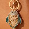 Keychain Pendant Rhinestones Inlaid Hollow Fish Design Key Chain with Anti-Oxidation Lobster Clasp Backpacks Accessory