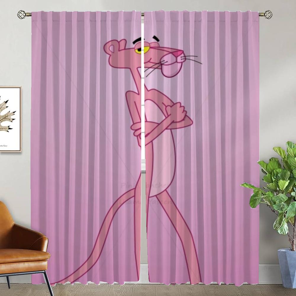

Кухонные шторы для гостиной Шторы Розовая пантера Домашний интерьер Шторы 2 шт Разделение Хэллоуин Украшения Оттенки W50xH70cmx2pcs-CL