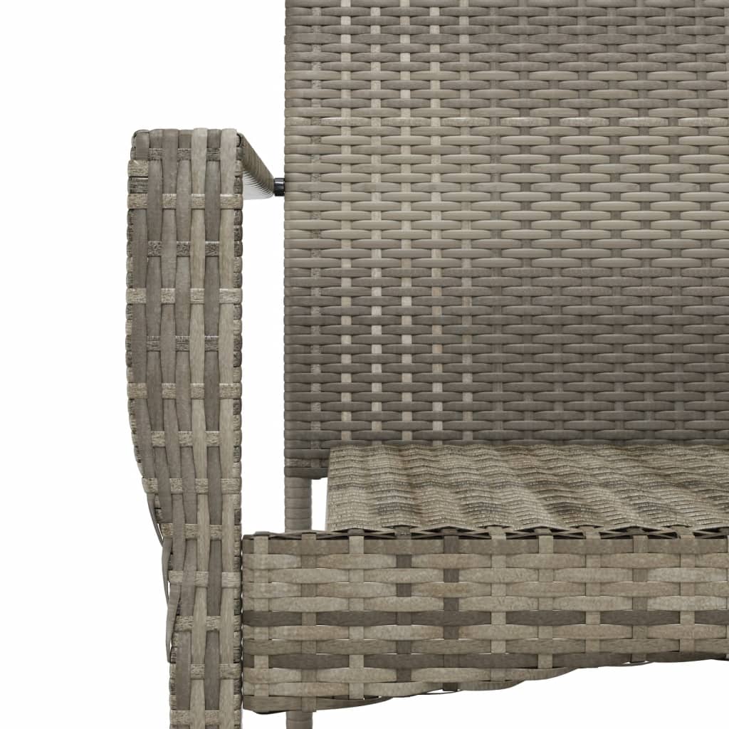 7 Piece Garden Dining Set with Cushions Gray Poly Rattan