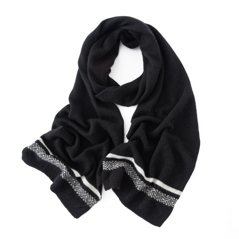 Autumn/Winter Women's Pure Cashmere Color Block Loose Knit Scarf
