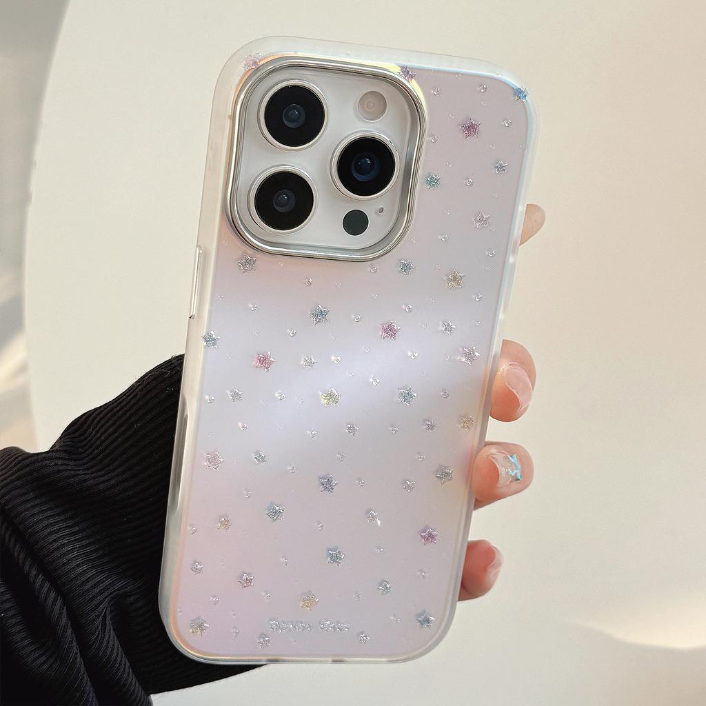 Little Stars Suitable for Iphone16 Mobile Phone Case 15Promax Laser 13 Korean Style 14 Advanced 11 Electroplated Hard