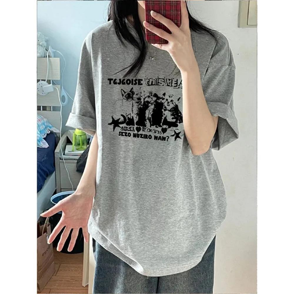

Retro Design Women s Summer T-shirt Short Sleeve Trendy Round Neck Top Casual Streetwear Comfortable Summer Fashion Clothing M
