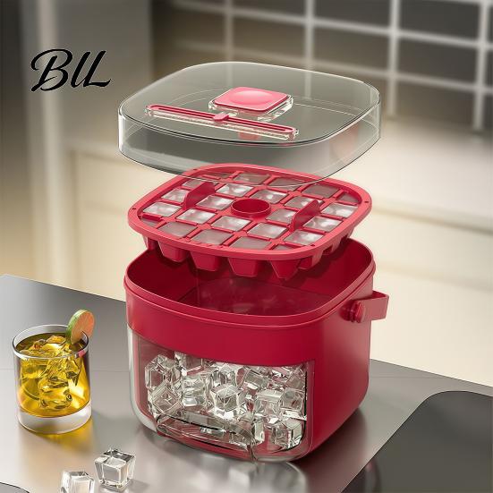 Convenient Ice Cube Tray 2-in-1 Press-Release with Storage Bin 48-Cavity Double-Layer 48 Maker for Freezer BPA-Free Container Home Camping Party