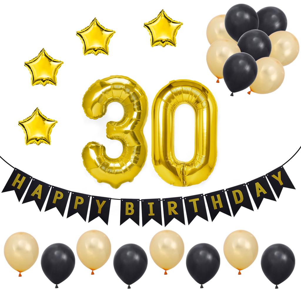 Blanco y Oro Rosa 30th Cumpleaño Foil Empavesado Bandera Banderín Decoración Fiesta