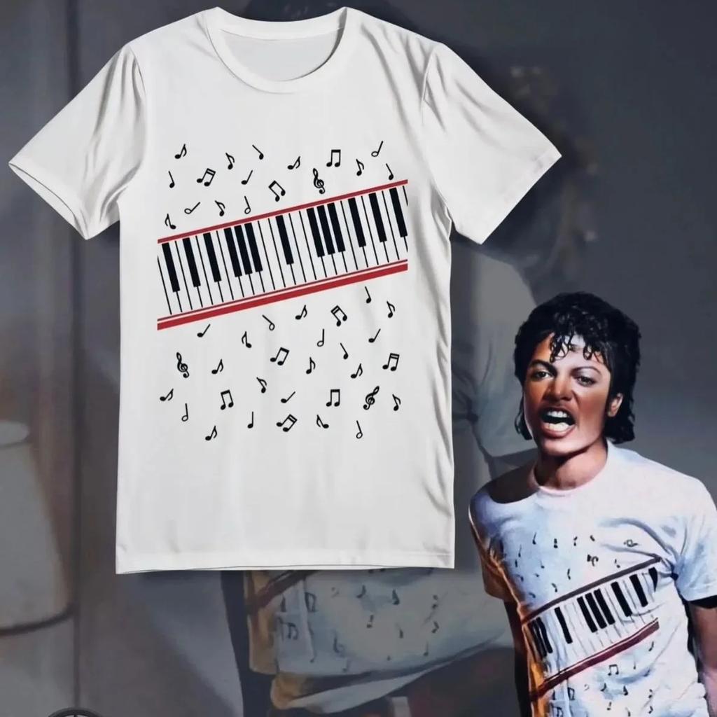 2026 Summer New Michael Jackson Beat It Piano T Shirt Cotton Unisex Unisex Unisex Tshirt Casual Tee Fans Gifts