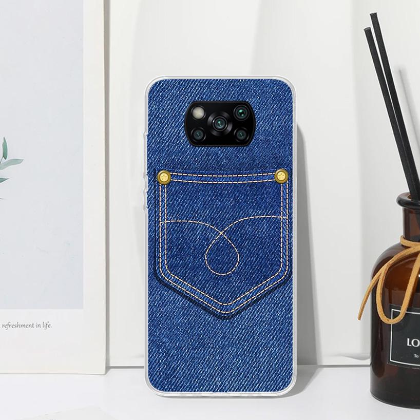 Jeans Cowboy Denim Printed Phone Case For Xiaomi Poco X7 X6 X5 M7 M8 Pro F7 Ultra Redmi 15C 15 13C 13 12C 12 10 10C 10A Art Fund