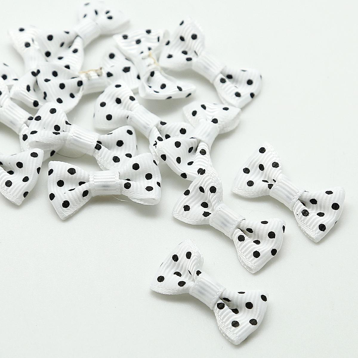 

25/50 шт. Точкові атласні різнокольорові бантики з атласної стрічки Grosgrain для пошиття ремісничих прикрас для весільних краваток-метеликів 3x1.5cm 25pcs білий