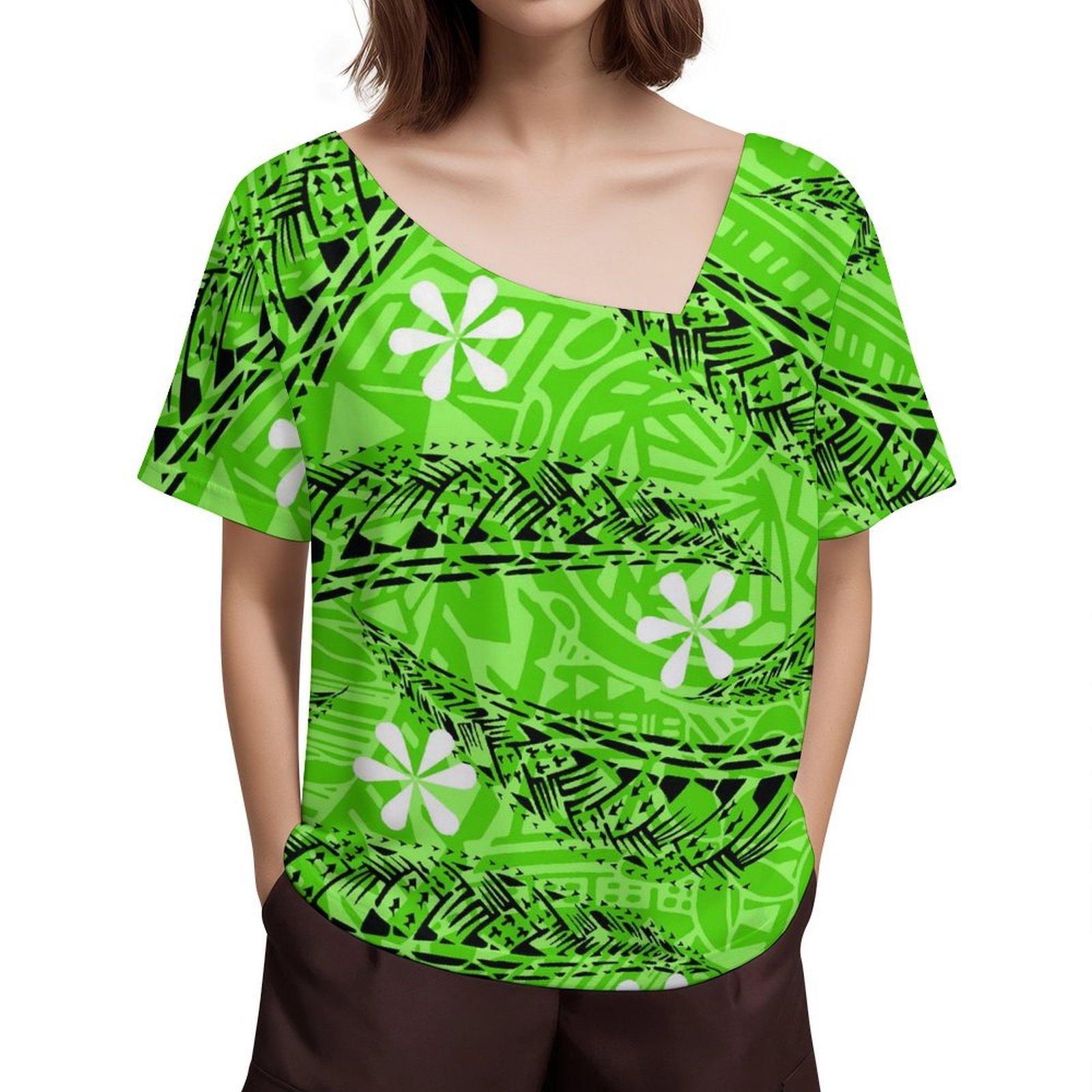 

Модный сексуальный короткий вырез с коротким рукавом с коротким дизайном Топ на заказ Традиционный полинезийский художественный принт Дизайн Повседневная женская одежда XL