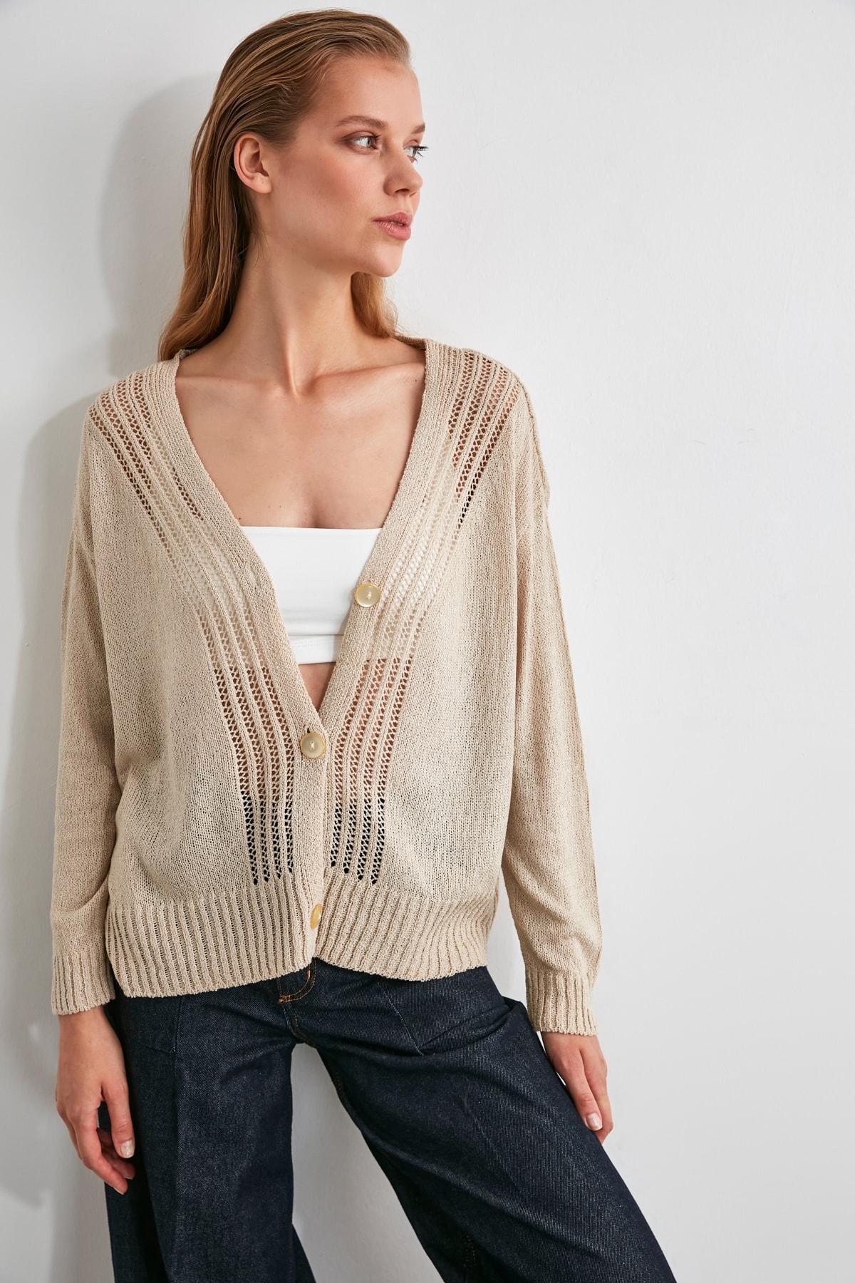 

Кардиган из ажурного трикотажа с камнями TWOAW21HI0532