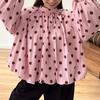 Women Loose Polka Dot Long Sleeve Turn Down Collar Casual Shirt